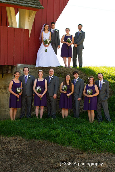 Bridal Party Photo by Covered Bridge
