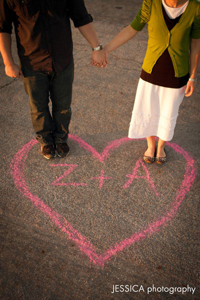Engagement Photo Zach Gingerich & Allison Yoder with Chalk Heart