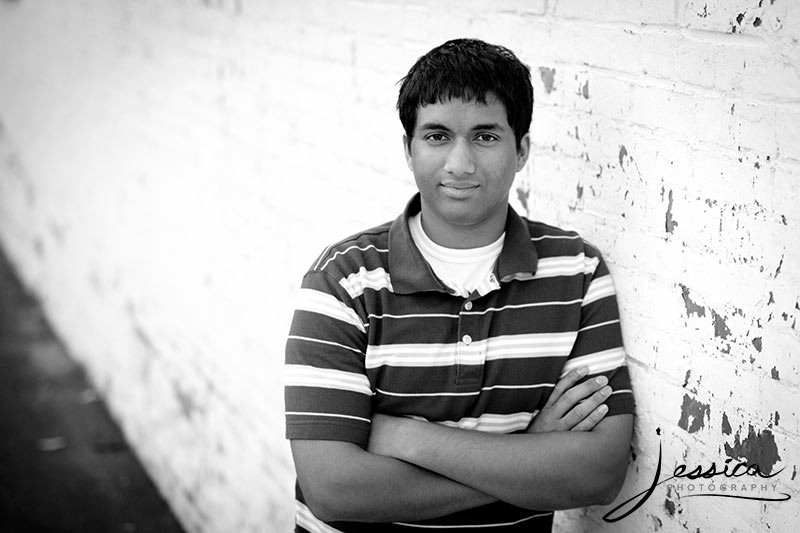 Senior Portrait of James Musunuri Urban Pose in Plain City Ohio