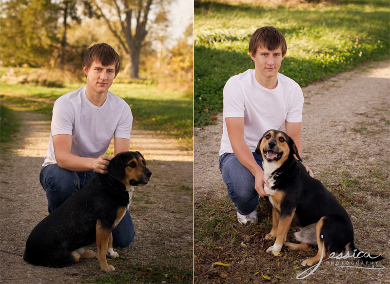 Senior Portrait of Luke Shetler with Dog