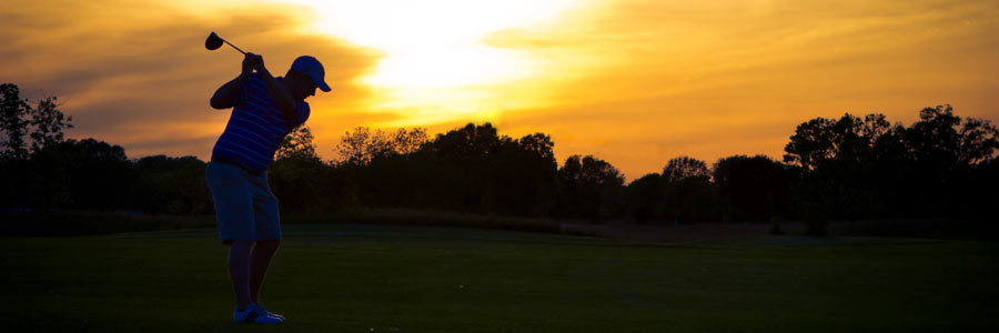 Senior Portrait Alex Cooley Golf Sunset Silhouette
