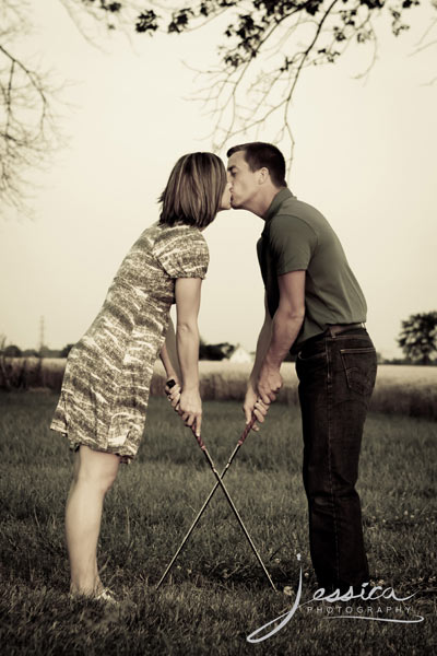 Engagement Pic of Jeremy Miller & Jennifer Watson with golf theme