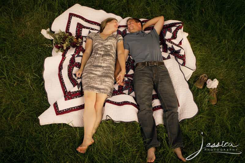 Engagement Pic Jeremy Miller & Jennifer Watson on a quilt