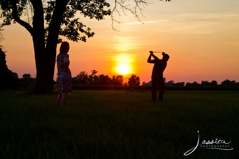 Engagement Pic of Jeremy Miller & Jennifer Watson with golf theme