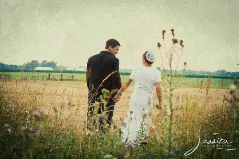 Wedding Pic of Allison & Zachary Gingerich in the country
