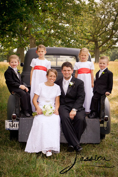 Wedding Pic of Allison & Zachary Gingerich with children