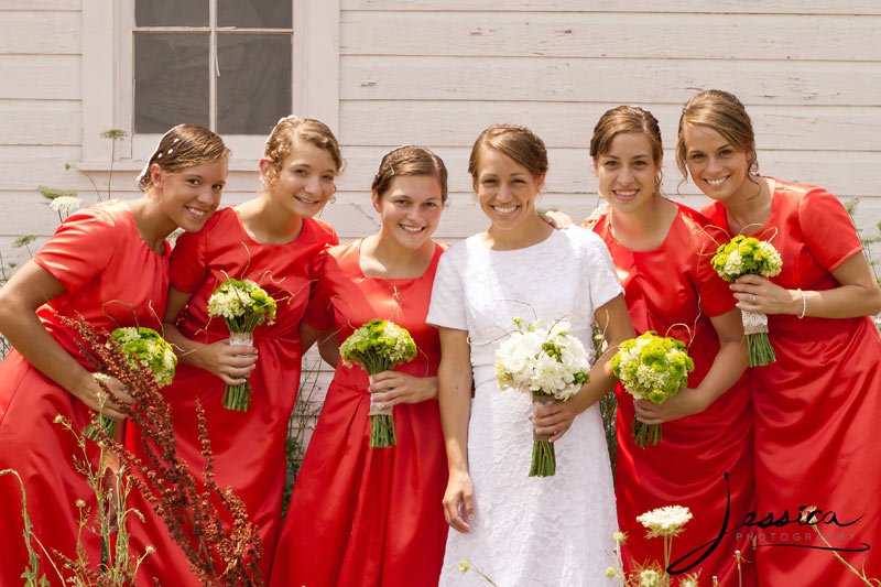 Wedding Pic of Allison & Zachary Gingerich with brides maids