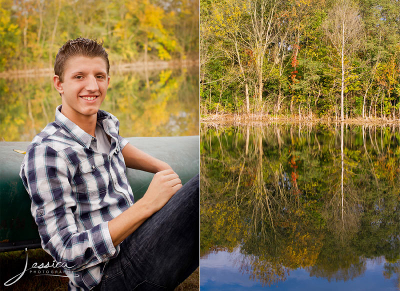 Senior Portrait of Tyler Headings by a lake