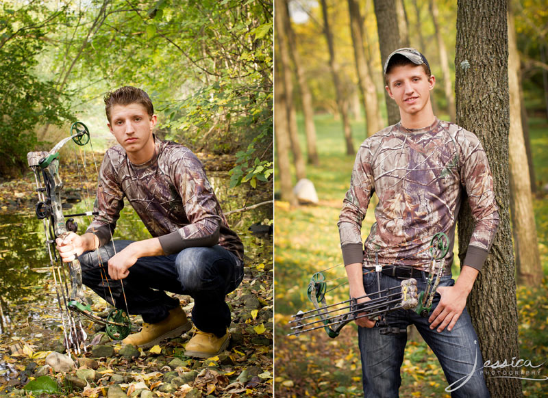 Senior Portrait of Tyler Headings with Camo and Bow