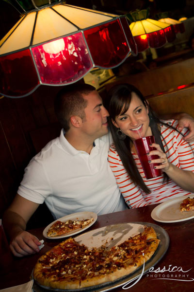 Engaged Pic of Stephen Spires & Amber Miller at Hound Dogs in Columbus, Ohio