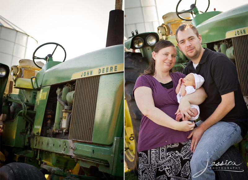Baby Boy Portrait with Family and John Deere Tractor