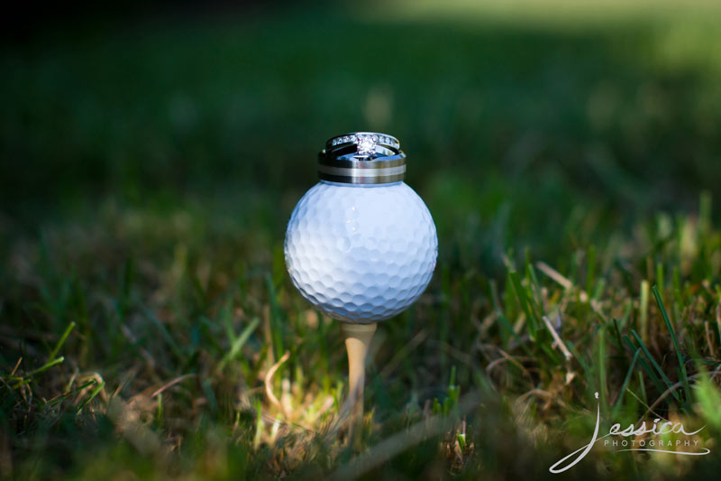 Wedding Pic of Jeremy Miller & Jennifer Watson Miller Golf Ball with Rings