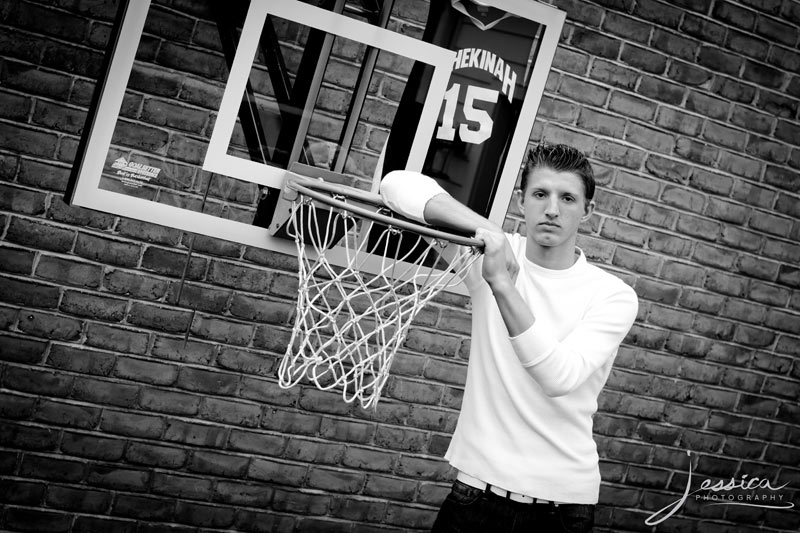 Senior Portrait of Tyler Headings Basketball Pose