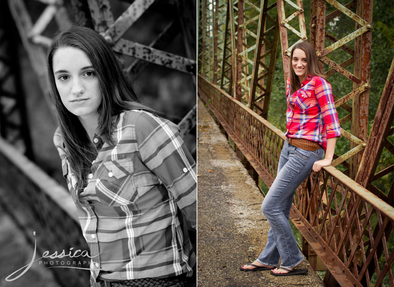 Senior Portrait of Michaela Hershberger on an old bridge