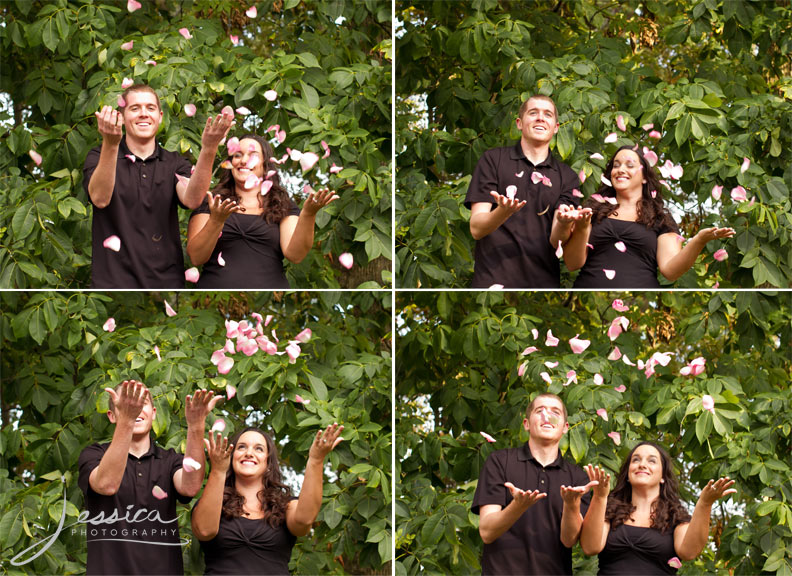 Engagement Pics of Ory Roberts and Brooke Beachy with Rose Petals