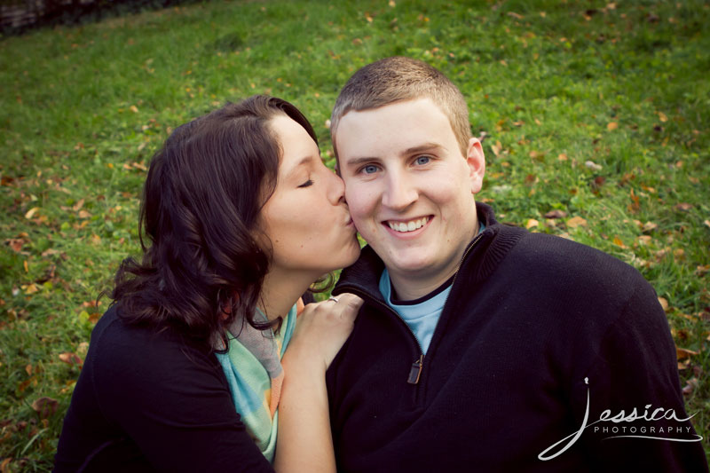 Engagement Portrait of Thomas Hayes and Jacquelene Justus at the Ohio State University 