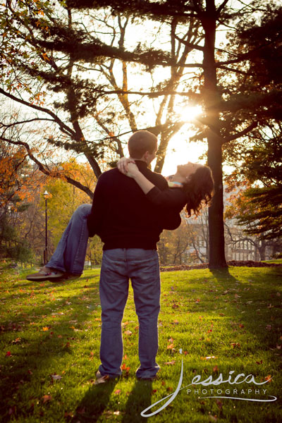 Engagement Portrait of Thomas Hayes and Jacquelene Justus at the Ohio State University 