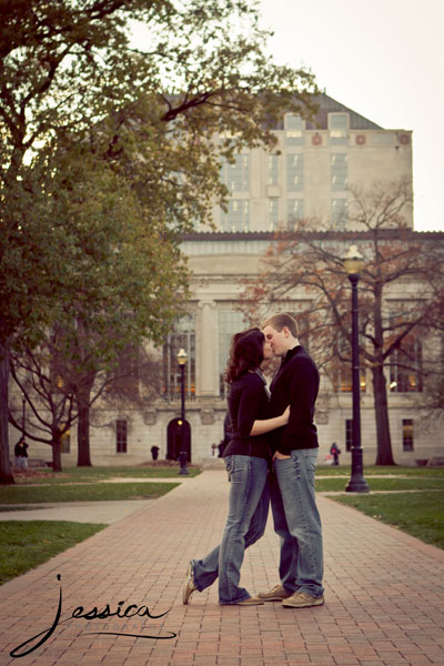 Engagement Portrait of Thomas Hayes and Jacquelene Justus at Ohio State University