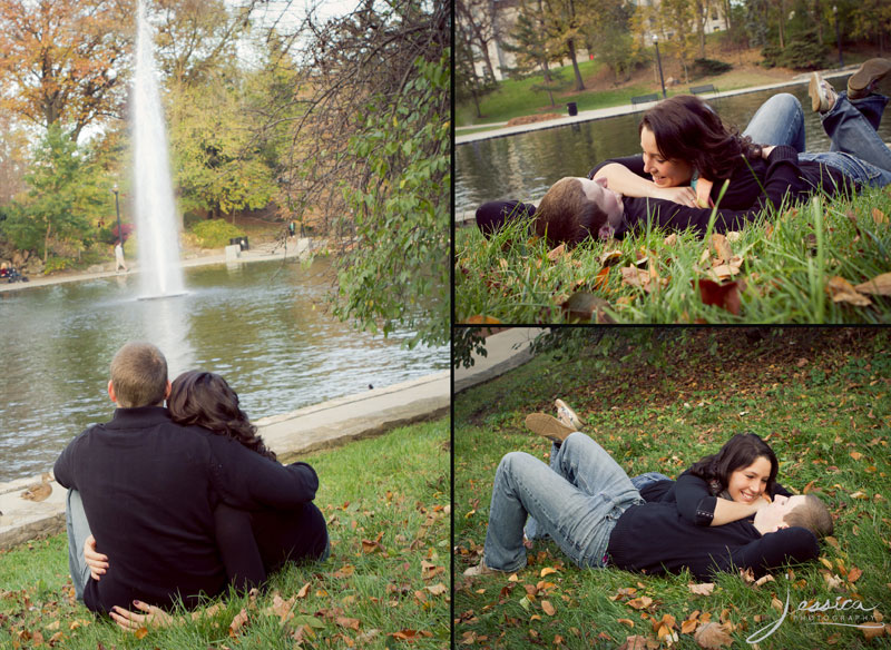 Engagement Portrait of Thomas Hayed and Jacquelene Justus at the Ohio State University Mirror Lake