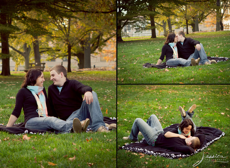 Engagement Portrait of Thomas Hayes and Jacquelene Justus at the Ohio State University Oval