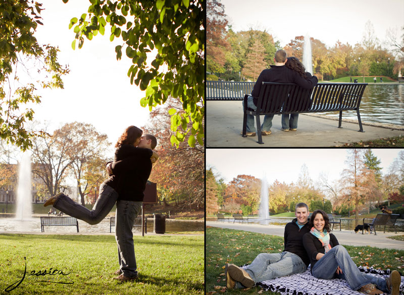 Engagement Portrait of Thomas Hayes and Jacquelene Justus at the Ohio State University 