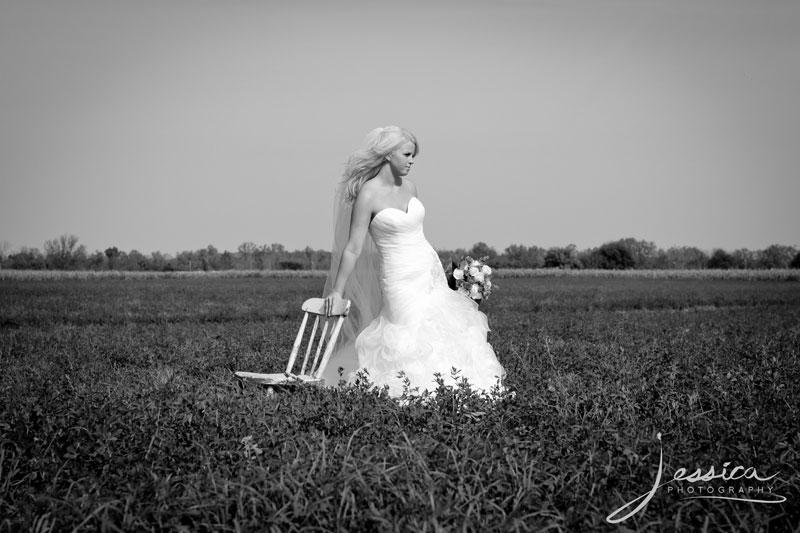 Wedding Portrait of Ashley Walter in field