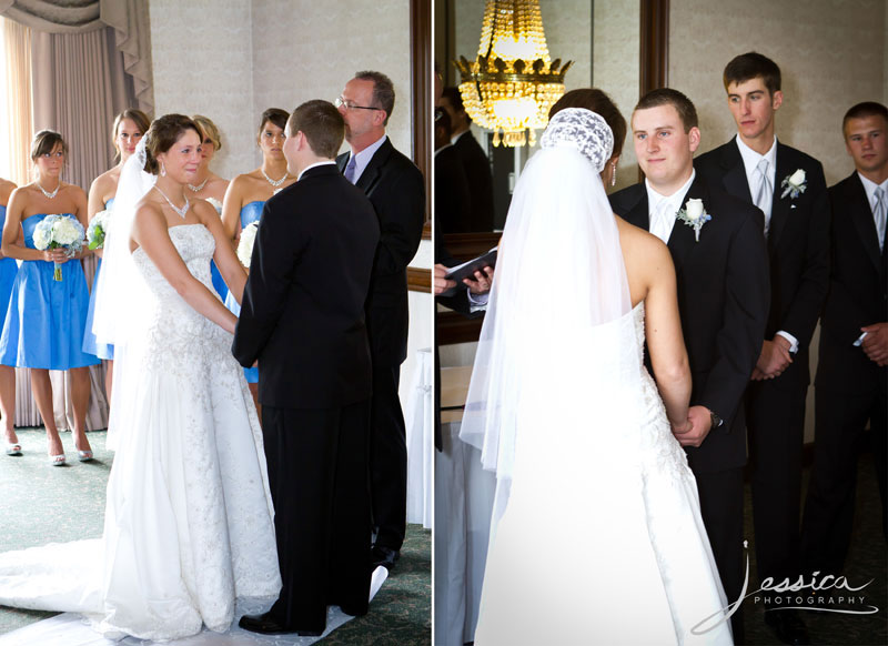 Ceremony Pic of Thomas Hayes & Jacquelene Justus at Wedgewood Country Club Powell Ohio
