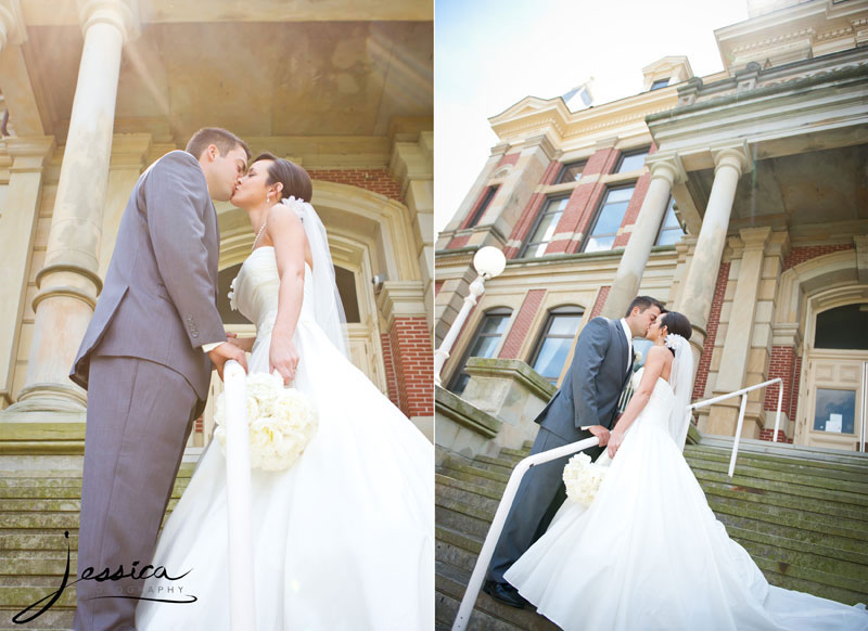Wedding Portrait of Stephen and Amber Spires at the Courthouse in Marysville, Ohio