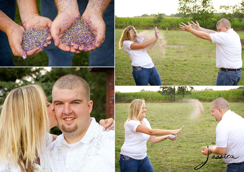 Engagement Pic of Drew Komer and Brittany Miller and Glitter