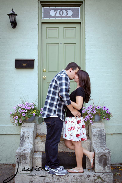 Engagement Pic of Jeff Abbott and Stephanie Roby in German Village Ohio