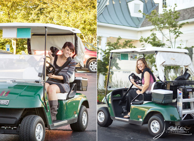 Picture of photographers on golf carts