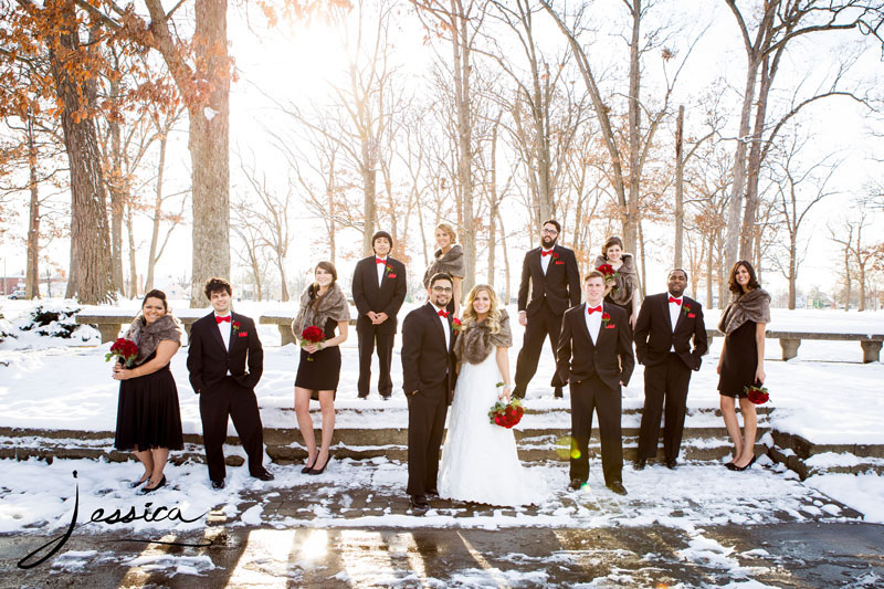 Bridal party pic in the snow