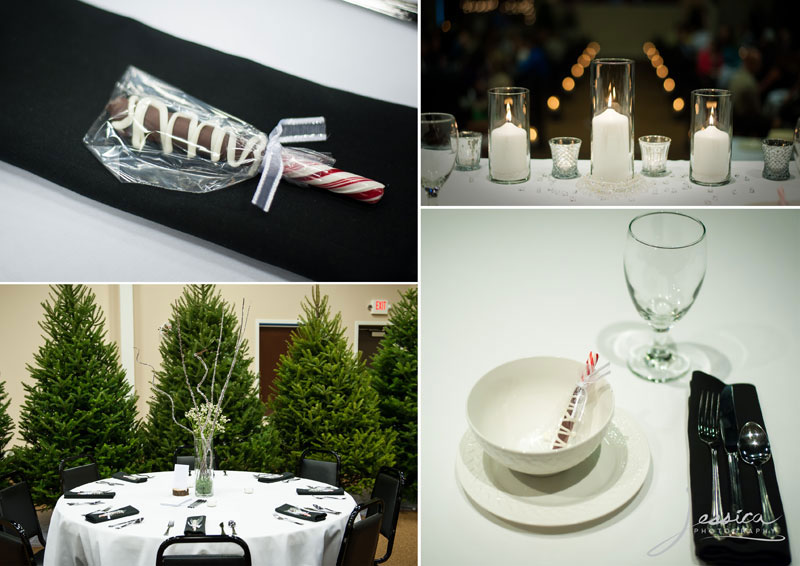 Reception details, peppermint stick with chocolate