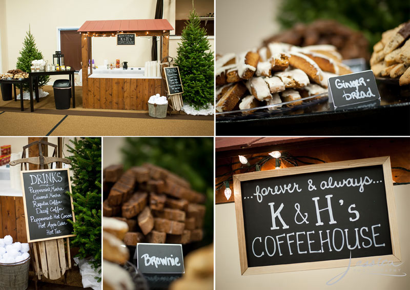 Coffee stand at reception with biscotti pics