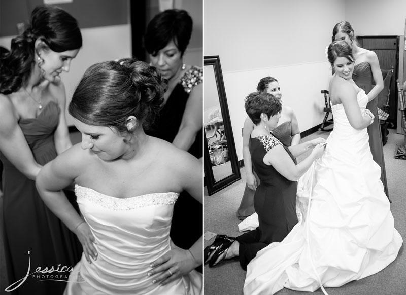 Picture of bride getting dressed