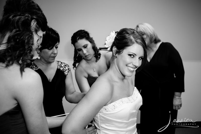 Picture of bride getting dressed