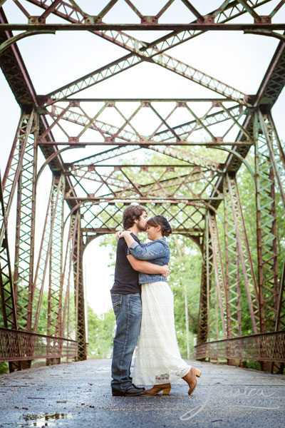 Engagment portrait on an old bridge