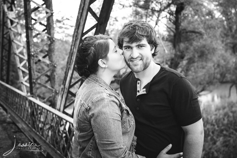 Engagment portrait on an old bridge