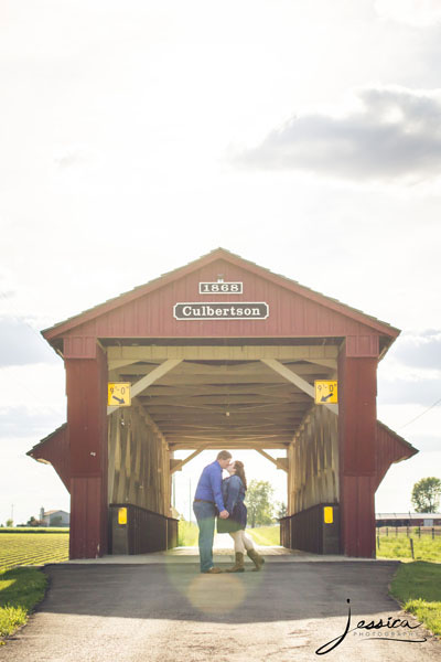 Engagement Portrait at a covered bridge