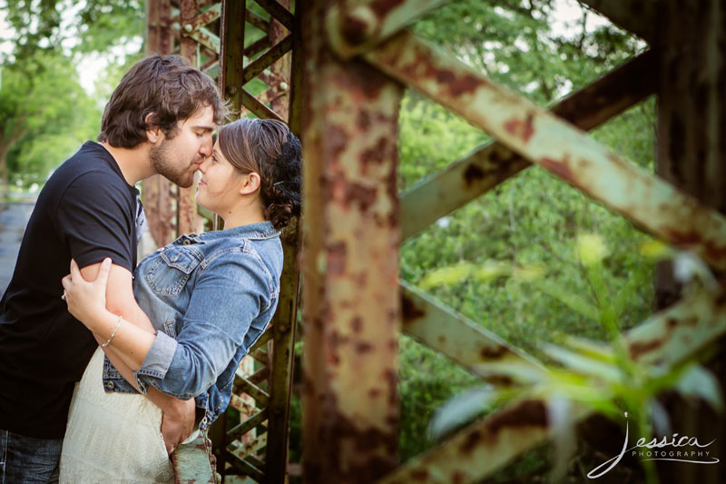 Engagment portrait on an old bridge