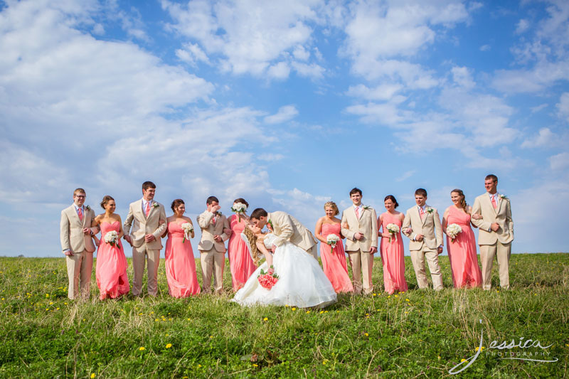 Bridal party picture in the country