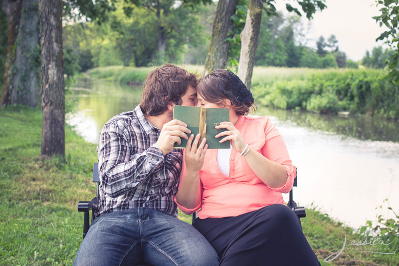 Engagement picture by the Little Darby Creek