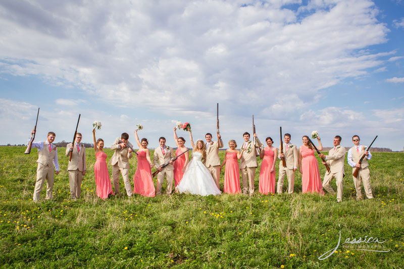 Bridal party with guns