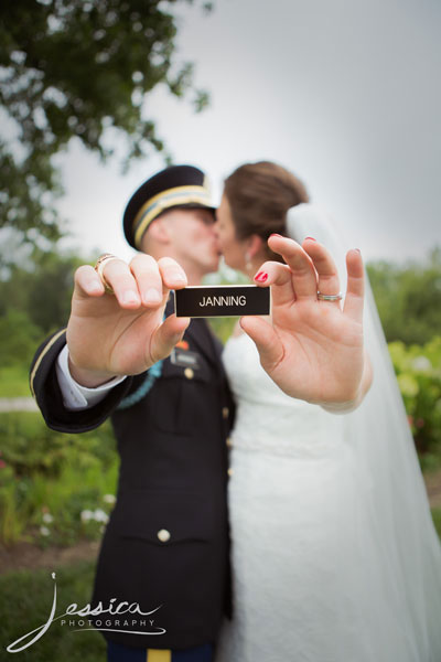 Army name plate wedding picture