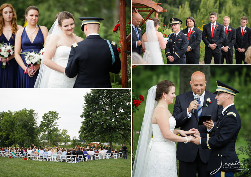 Ceremony pictures of John and Samantha Janning at Jorgensen Farms