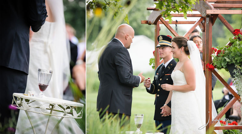 Ceremony pictures of John and Samantha Janning at Jorgensen Farms