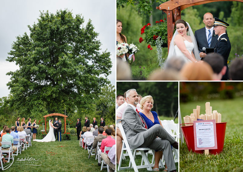 Ceremony pictures of John and Samantha Janning at Jorgensen Farms