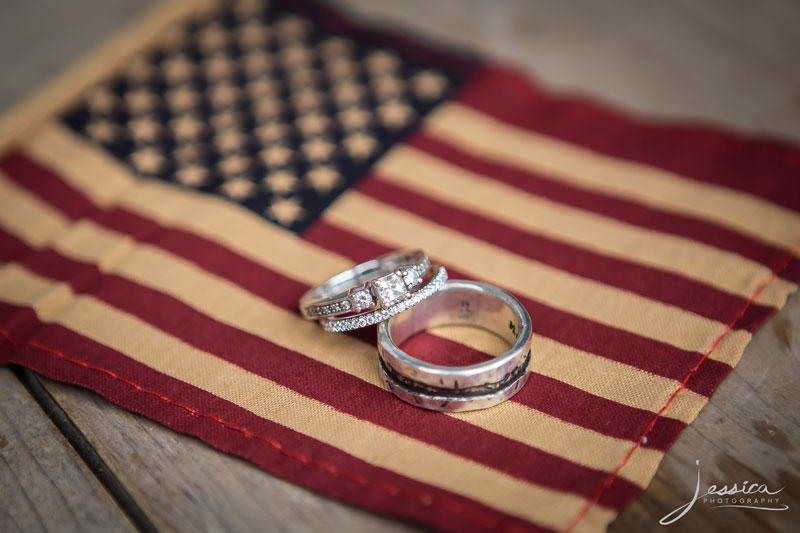 Wedding rings with flag