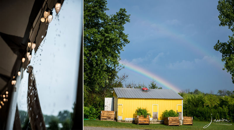 Rain and rainbow at Jorgensen Farms