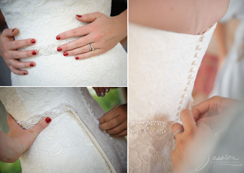 Bride getting dressed